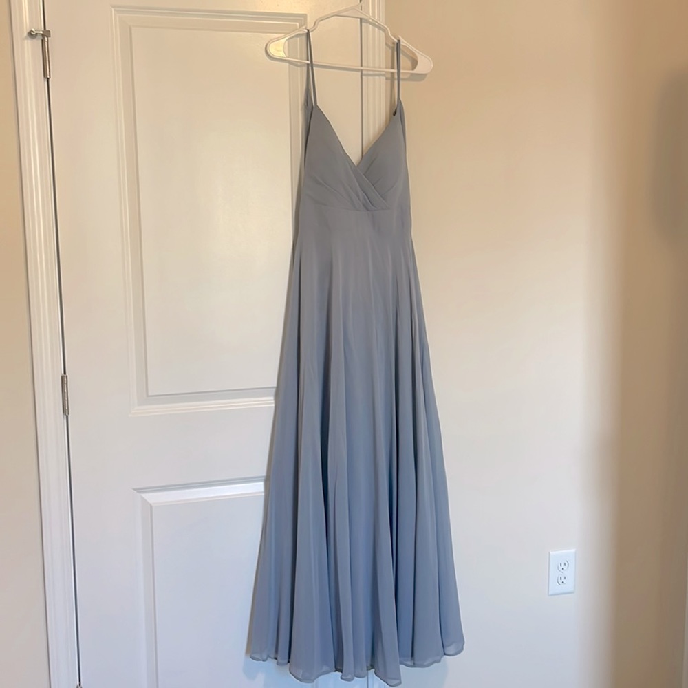 Azazie dusty blue bridesmaid dress